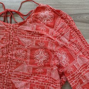 Zara Embroidered Aztec Coral Dress​